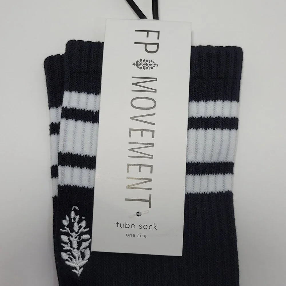 Free People Movement FP Tube Socks Lucky Honey Logo Black White NEW $90-LOT OF 5